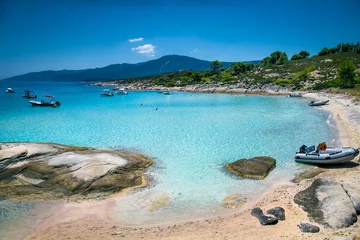 Photo sur Plexiglas Plage tropicale Beautiful beach on Diaporos island near Sithonia, Halkidiki, Gre