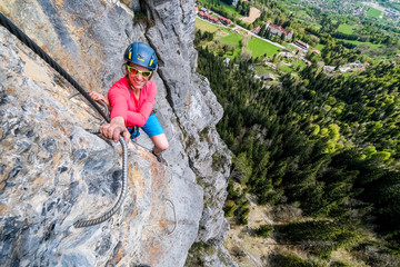 Obraz premium Fixed rope route climbing