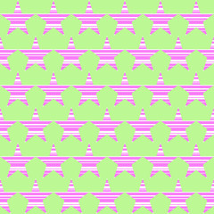 Colorful seamless pattern with striped stars.