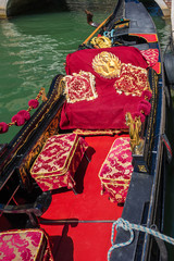 Detail of traditional Venetian Gondola. Venice, Italy.
