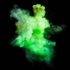 Freeze motion of green dust explosion