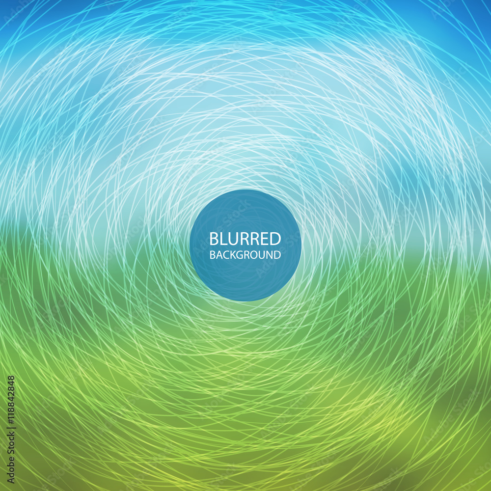 Poster abstract background with blurred image and swirly lines