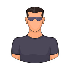 Man in glasses icon in cartoon style isolated on white background. People symbol