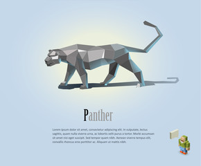 vector illustration panther, polygonal animal, 

