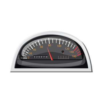 Small speedometer for car icon in cartoon style isolated on white background. Speed measurement symbol