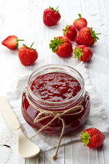 Jar of strawberry jam