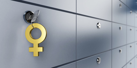 safe bank and key symbol women 3d Illustrations
