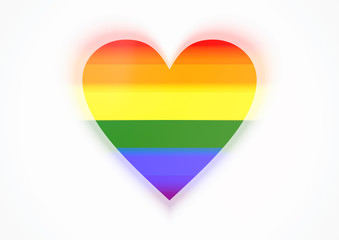 3d rendering heart in gay flag colors