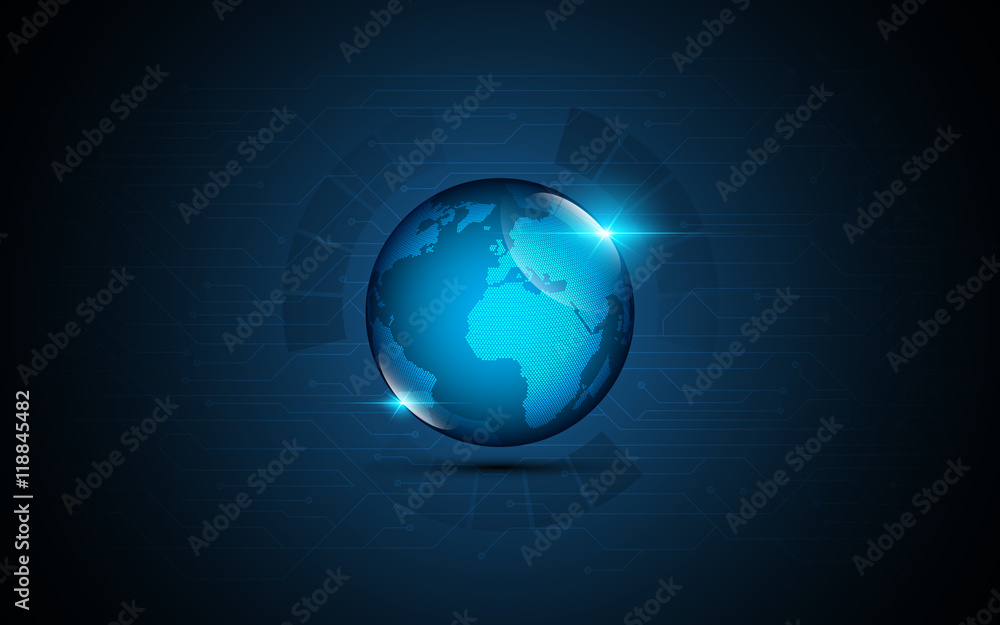 Poster abstract globe with world map sci fi technology innovation concept background