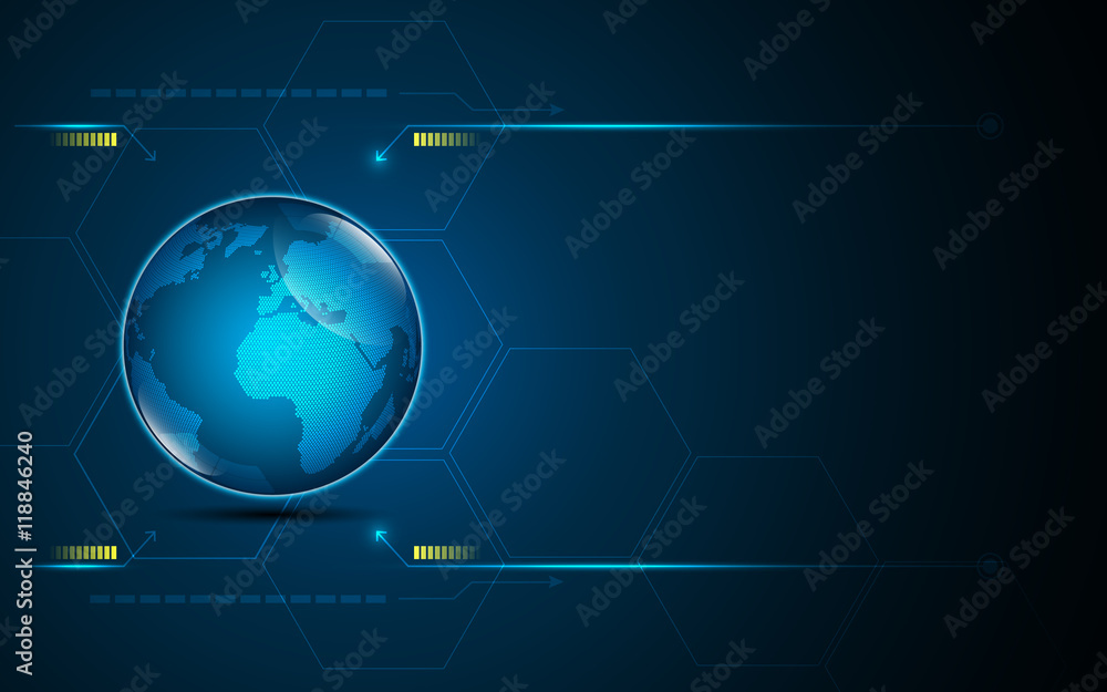 Poster abstract global icon on digital technology networking design innovation concept background