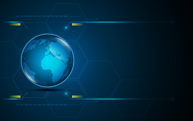 abstract global icon on digital technology networking design innovation concept background