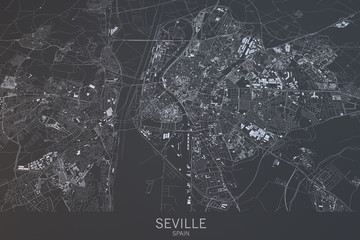 Siviglia mappa, vista satellitare, Andalusia, Spagna