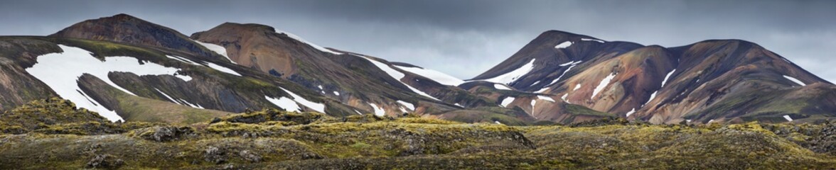 panorama with mountain valley in iceland