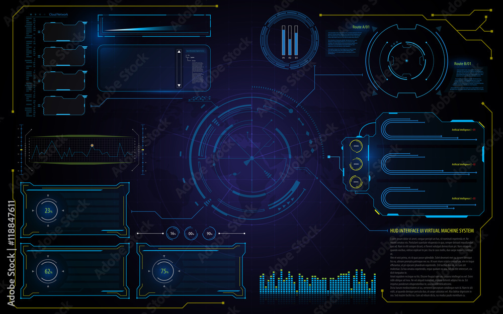 Poster abstract hud interface ui technology virtual machine running template background