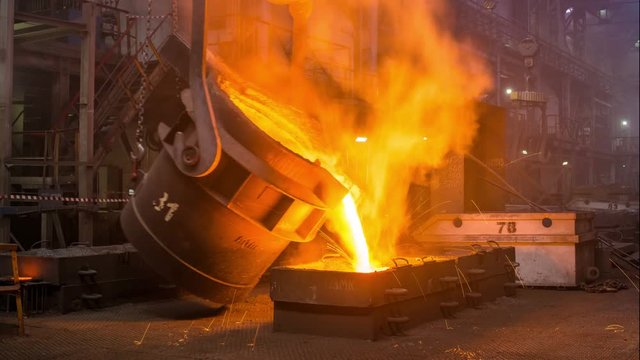 NOVOKUZNETSK, RUSSIA - MAY 25, 2016: Casting ferroalloy factory 
