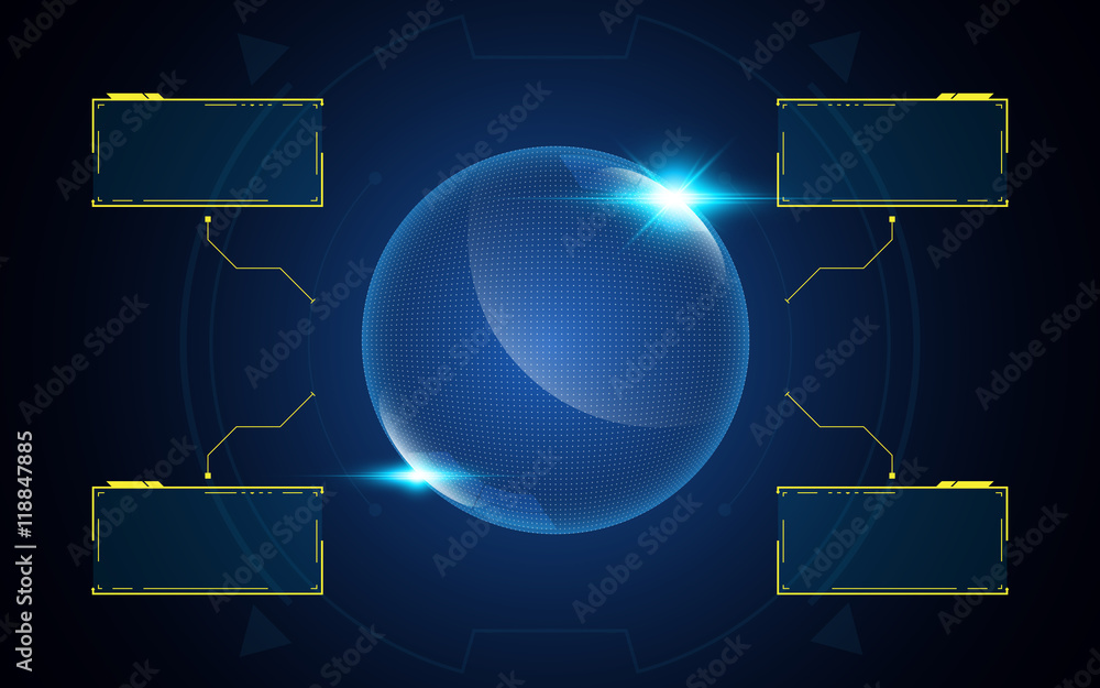 Poster abstract 3d globe tech interactive ui interface innovation concept background