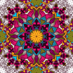 Seamless decorative pattern. Ornament with mosaic elements