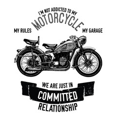 Fototapeta na wymiar Hand drawn vector motorcycle quote