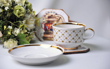 Beautiful composition and colors of cups and plates.
