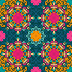 Seamless decorative pattern. Ornament with mosaic elements