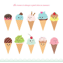 Kawaii ice cream cone set.
