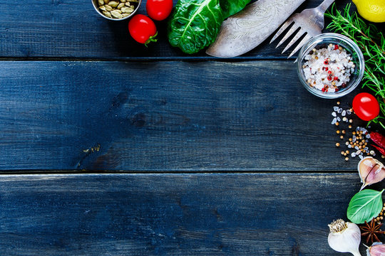 Fresh vegetables and seasoning