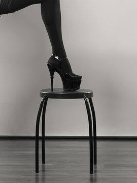 Sexy female leg in black.