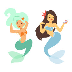 Mermaid nixie character vector illustration