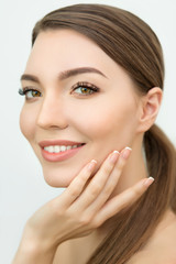 Obraz na płótnie Canvas Beauty Model with Perfect Fresh Skin and Long Eyelashes.