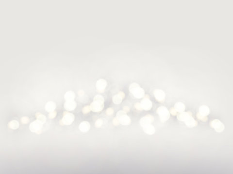 Vector Bokeh Background. Festive Defocused White Lights. Abstract Blurred Illustration.