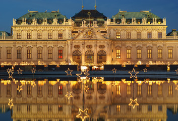 Belvedere in Vienna Austria at Christmas time - obrazy, fototapety, plakaty