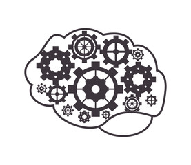 flat design brain and gears icon vector illustration