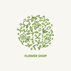 Vector circle with flowers and leaves.