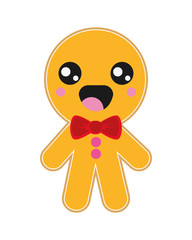 Obraz premium flat design kawaii gingerbread cookie icon vector illustration