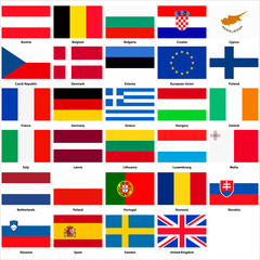 Naklejka premium All flags of the countries of the European Union