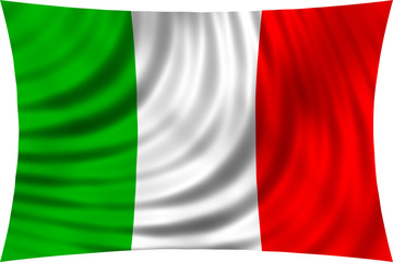 Flag of Italy waving in wind isolated on white