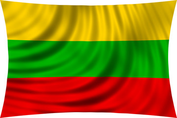 Flag of Lithuania waving in wind isolated on white
