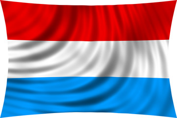 Flag of Luxembourg waving in wind isolated on white