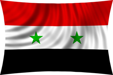 Flag of Syria waving in wind isolated on white