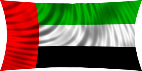 Flag of UAE waving in wind isolated on white
