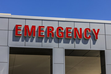 Red Emergency Entrance Sign for a Local Hospital XI