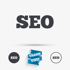 SEO sign icon. Search Engine Optimization symbol.