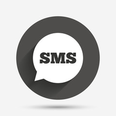 SMS speech bubble icon. Information symbol.