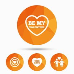 Valentine day love icons. Target aim with heart.