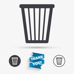 Recycle bin sign icon. Bin symbol.