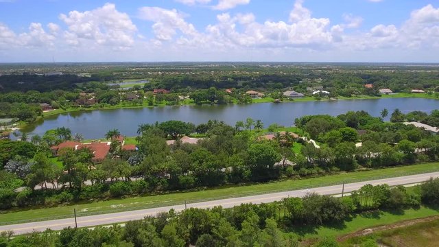 Stock aerial footage of luxury homes in West Palm Beach Florida