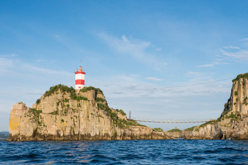 Fototapeta na wymiar Basargin lighthouse in Vladivostok in Russia