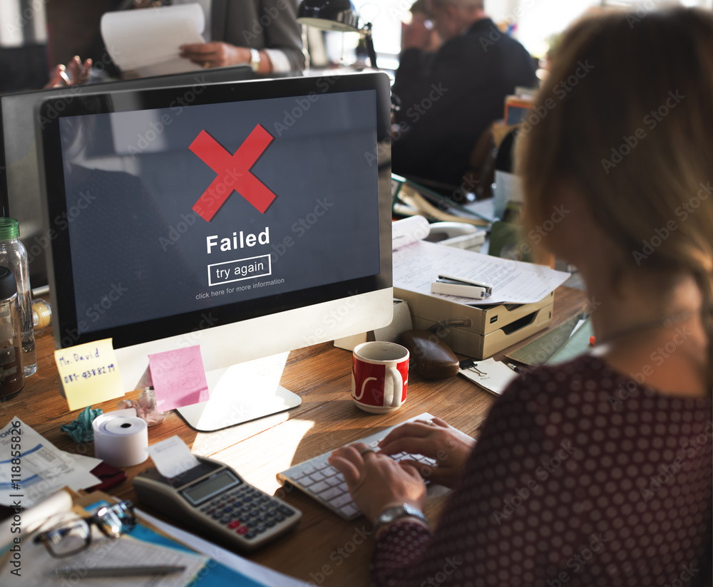 Poster crisscross icon failed message concept