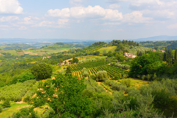 Fototapeta na wymiar landscape view from San Gimignano, Italy