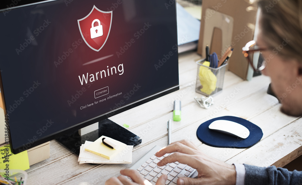 Poster warning security alert warning secured website concept